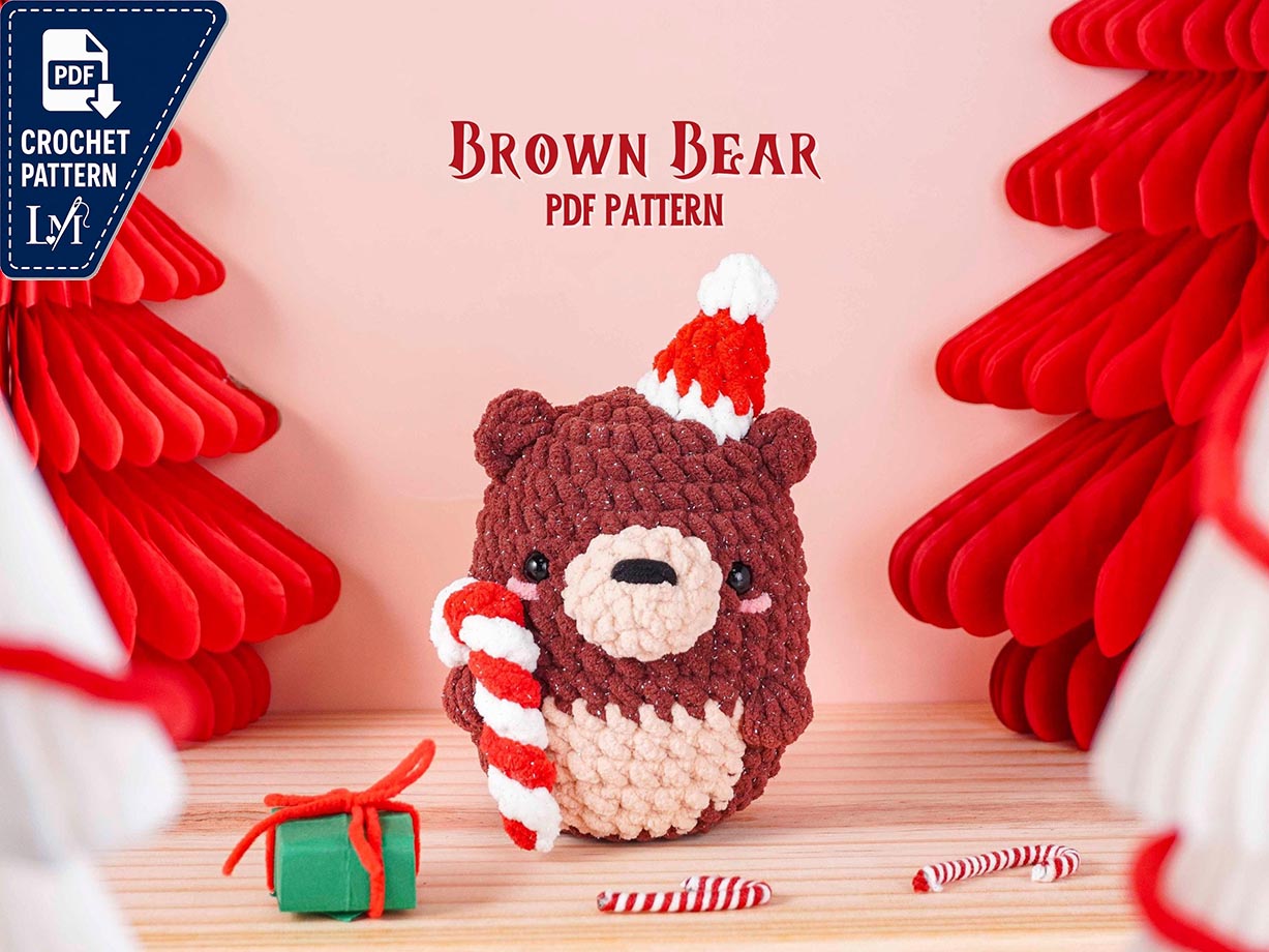 Christmas Bear Crochet Pattern PDF – Festive Amigurumi Holiday Bear