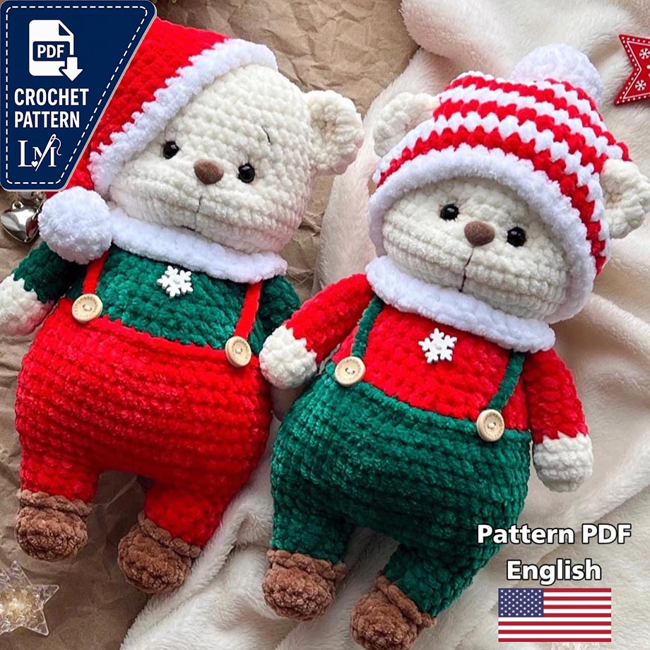 Bear Christmas Crochet Pattern, Bear Christmas Amigurumi, Bear Crochet Pattern, Crochet bear pattern, Magic bear