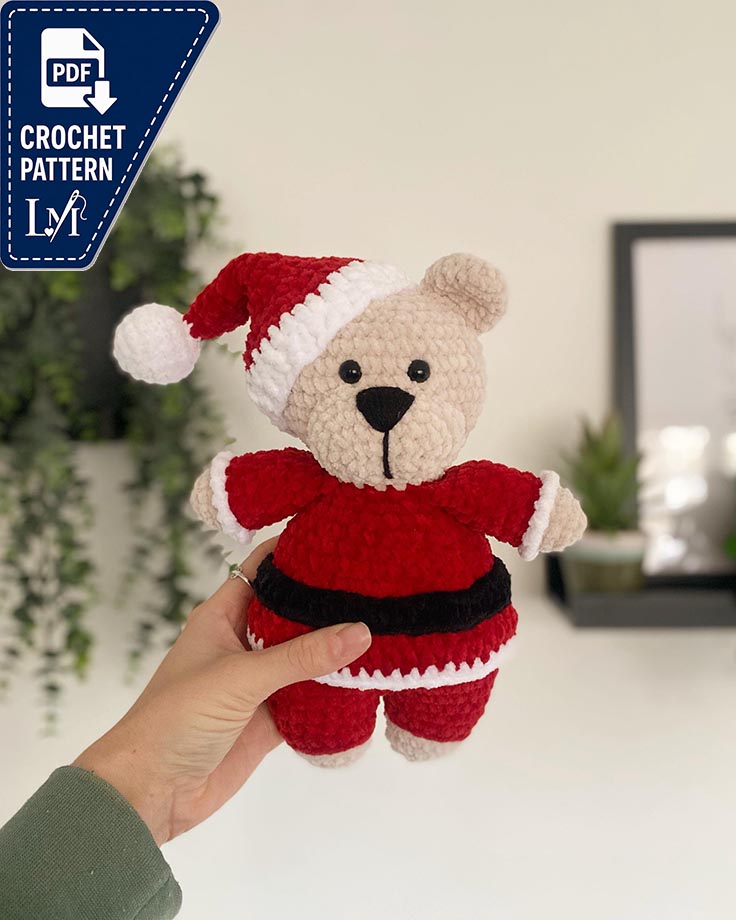 Santa Bear Crochet Pattern: Easy Christmas Plush (PDF Pattern)
