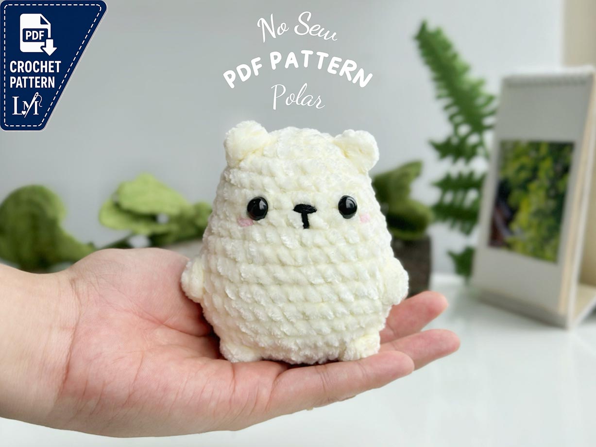 Polar Bear No Sew Crochet Pattern, No Sew Amigurumi Crochet Patterns, Crochet Pattern, Plushie Pattern