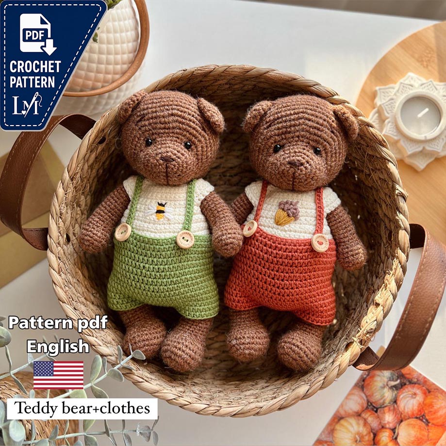 Bear Crochet Pattern, Brown Bear, Polar Bear Pattern English, crochet bear, amigurumi bear
