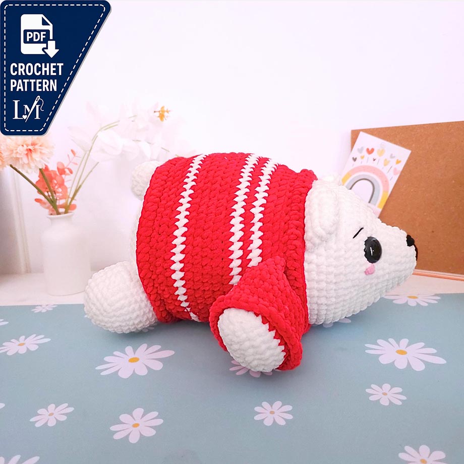 Chubby Polar Bear Amigurumi Pattern PDF – Big 45 cm Crochet Plush, Cozy Winter Animal Toy
