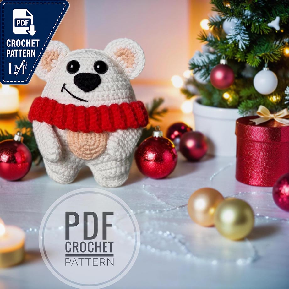 Polar bear crochet pattern: Amigurumi Toy (PDF Digital Download)