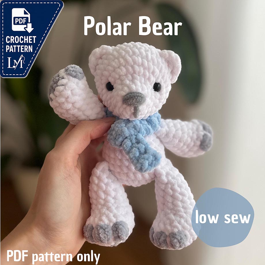 Polar Bear Crochet Pattern PDF – Cute Amigurumi Polar Bear Printable Crochet Pattern