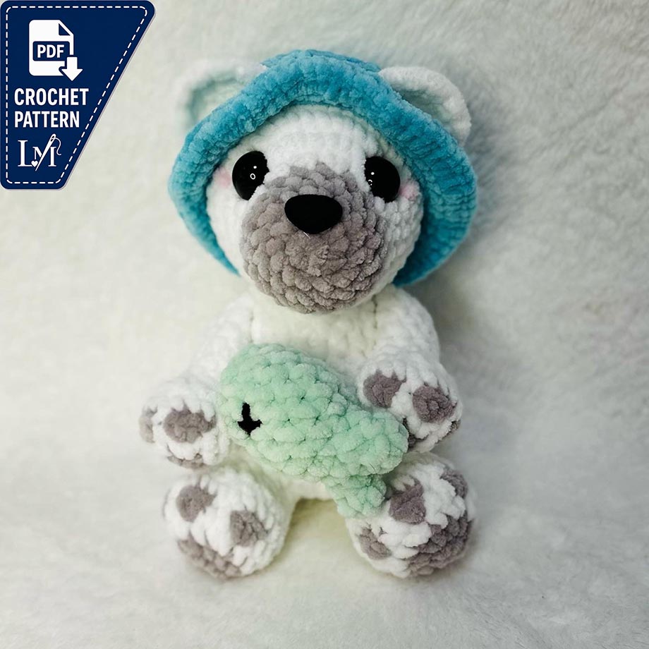 Crochet Polar Bear & Bucket Hat Pattern: Amigurumi Low Sew (PDF Pattern)