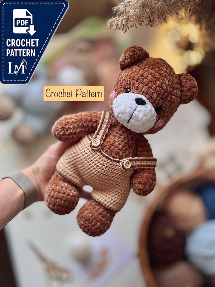 Crochet Pattern Bear, Bear Amigurimi, Bear With Pants Pattern, Crochet Bear Tutorial, PDF Eng