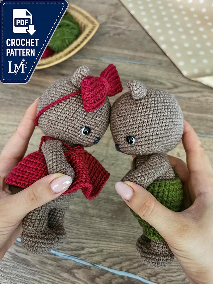 Crochet pattern Raspberry Bears- PDF file
