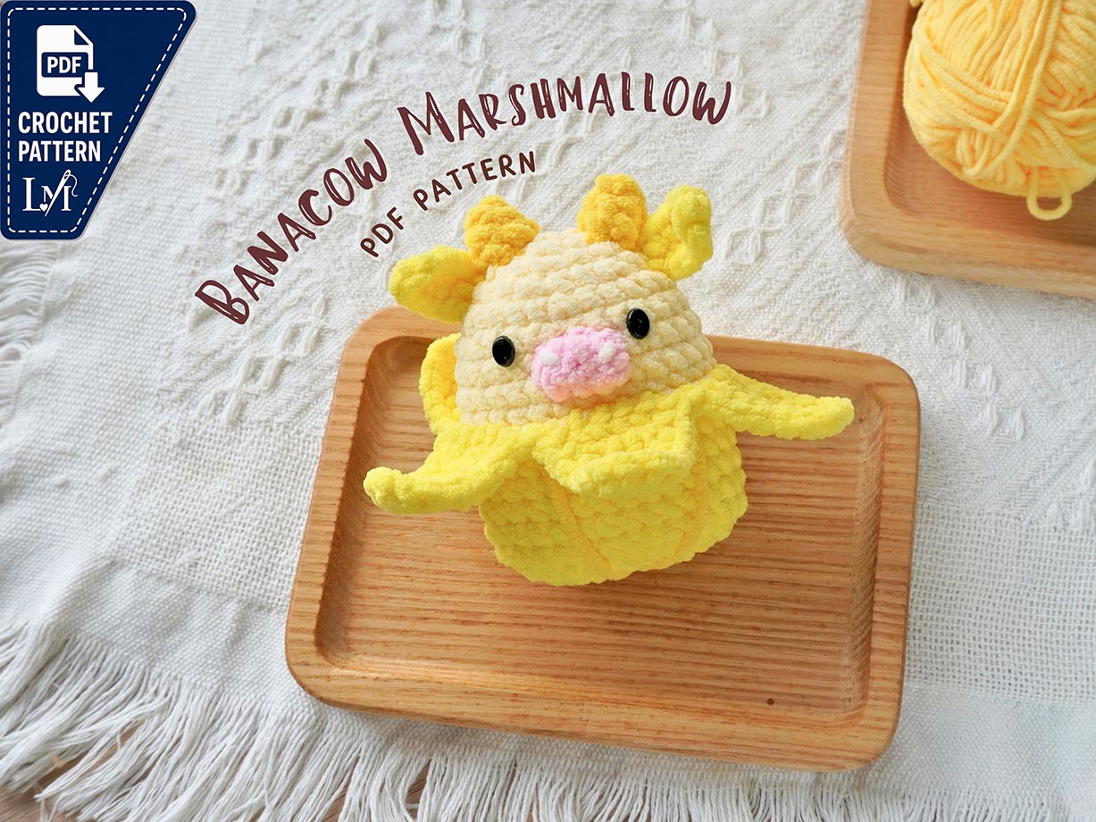 Cow Marshmallow Crochet Pattern, Banacow Marshmallow Crochet, Amigurumi Crochet