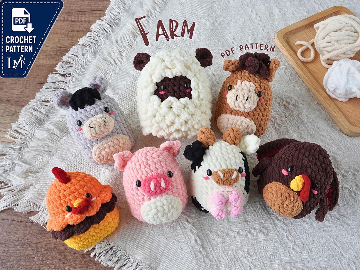 Marshmallow Amigurumi Crochet Pattern, Farm Marshmallow Crochet Pattern, Cow Marshmallow Crochet Pattern
