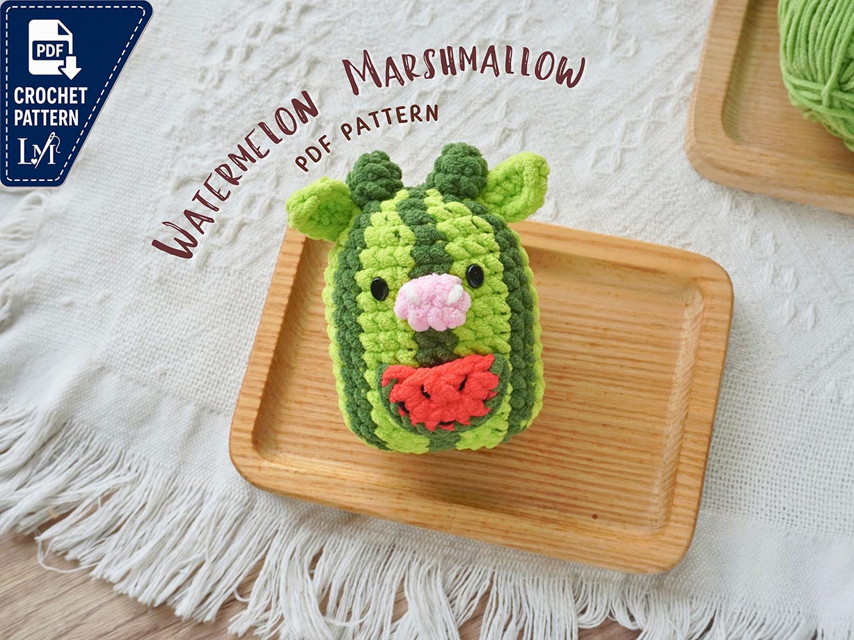 Cow Marshmallow Crochet Pattern, Watermelon Cow Marshmallow Crochet, Amigurumi Crochet