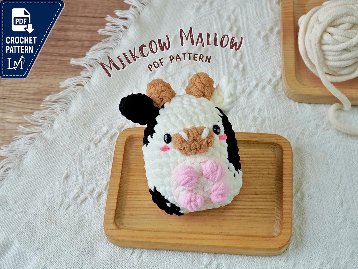 Marshmallow Amigurumi Crochet Pattern, Cow Crochet Pattern, Farm Animal Crochet Pattern