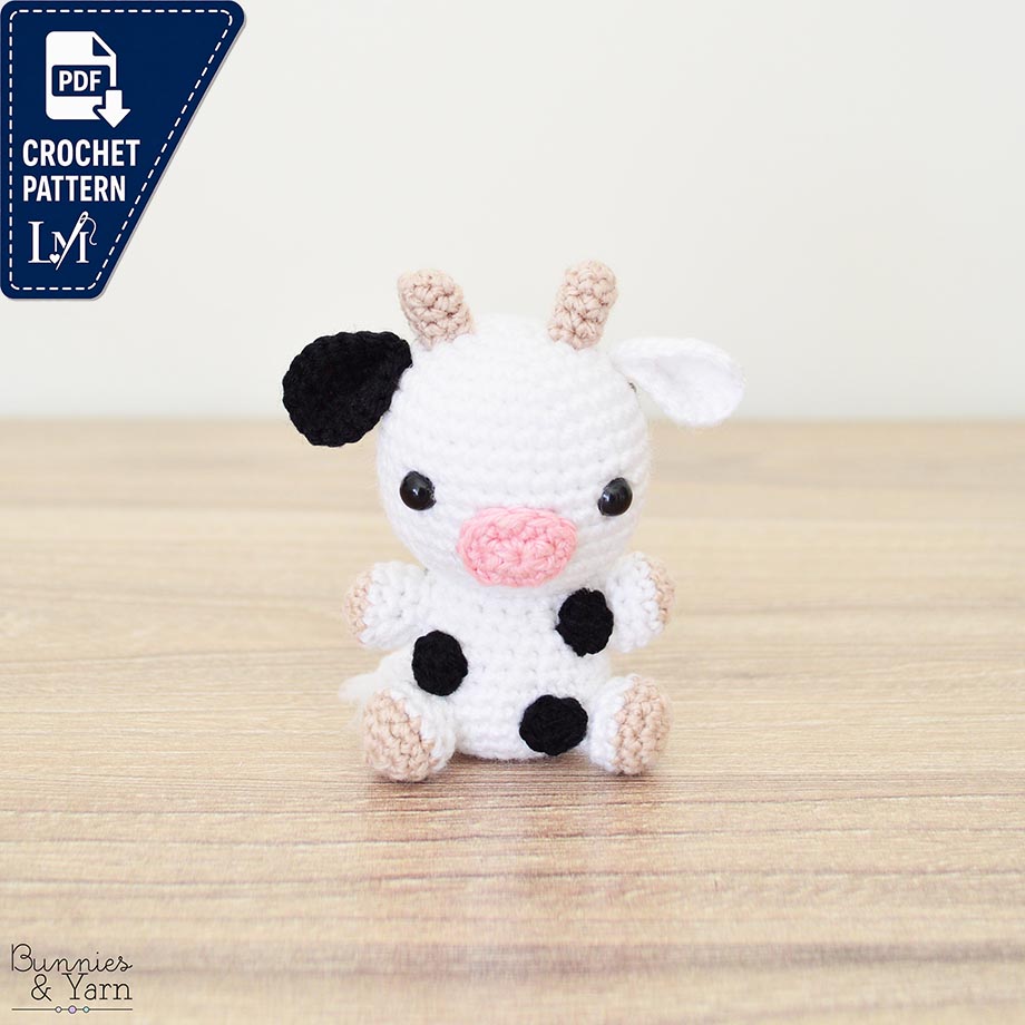 CROCHET PATTERN in English - Cow - Baby #16 - Babies Collection - Amigurumi Toy - Instant PDF Download