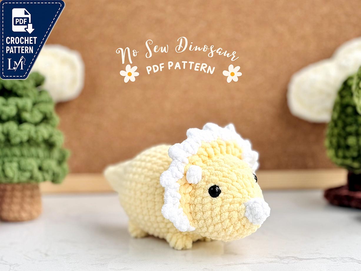 Triceratops Dinosaur Crochet Pattern Designs to Stitch and Display