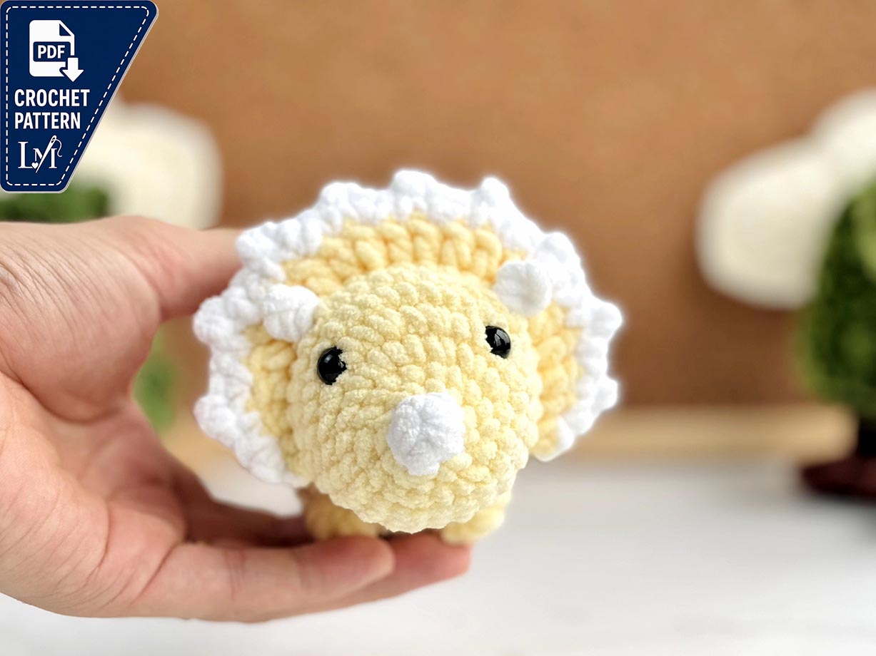 Triceratops Dinosaur Crochet Pattern Designs to Stitch and Display 2