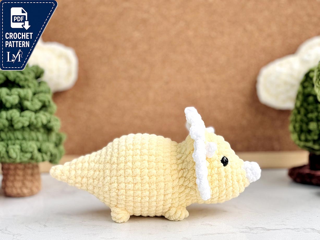 Triceratops Dinosaur Crochet Pattern Designs to Stitch and Display 3