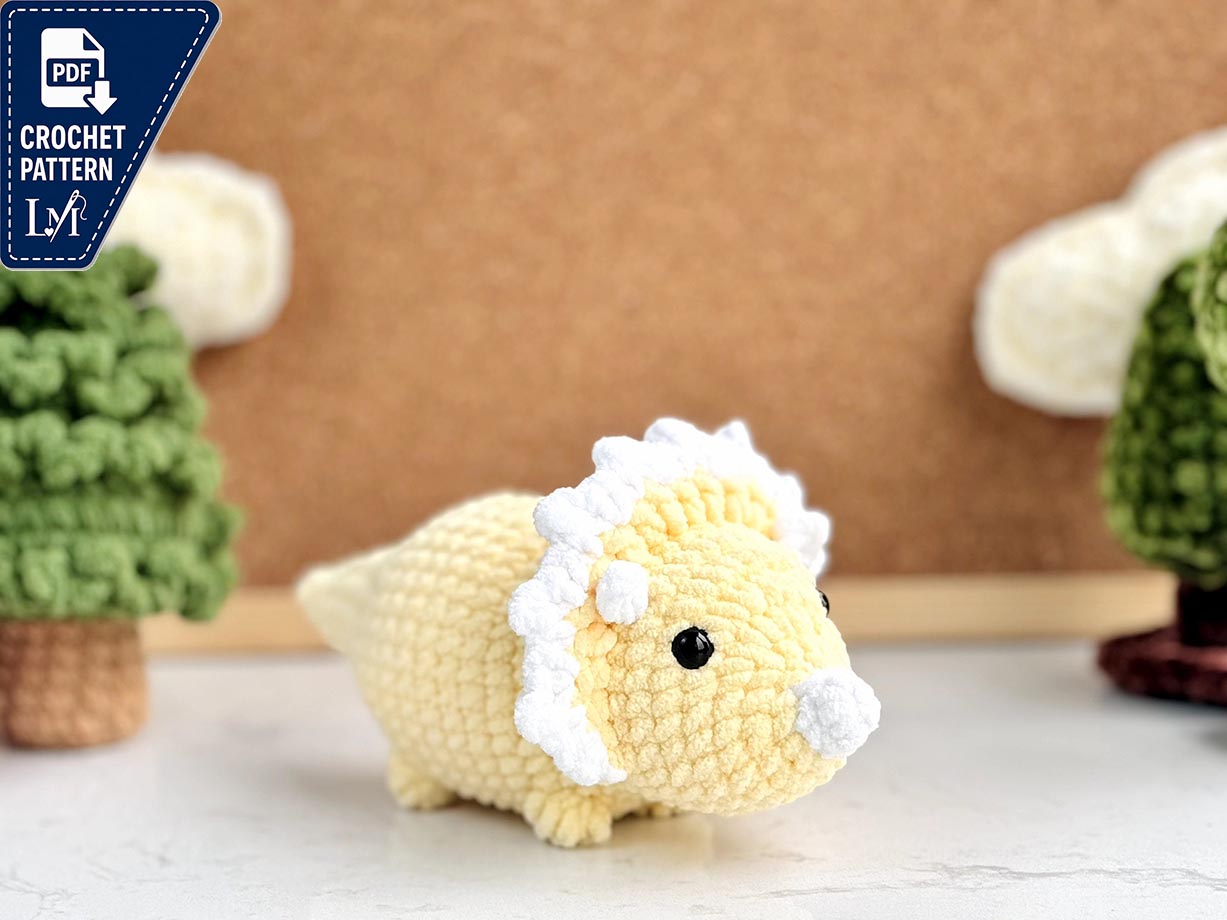 Triceratops Dinosaur Crochet Pattern Designs to Stitch and Display 4