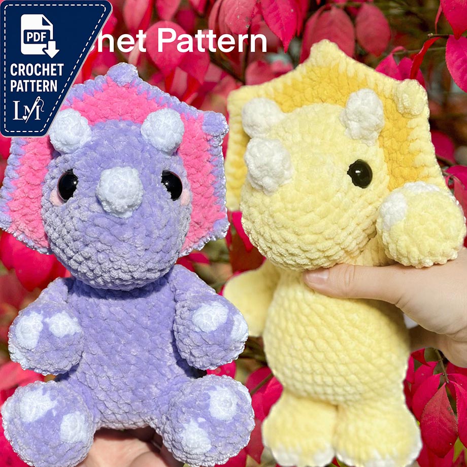 Triceratops Crochet Pattern: Amigurumi Dinosaur (PDF Pattern)