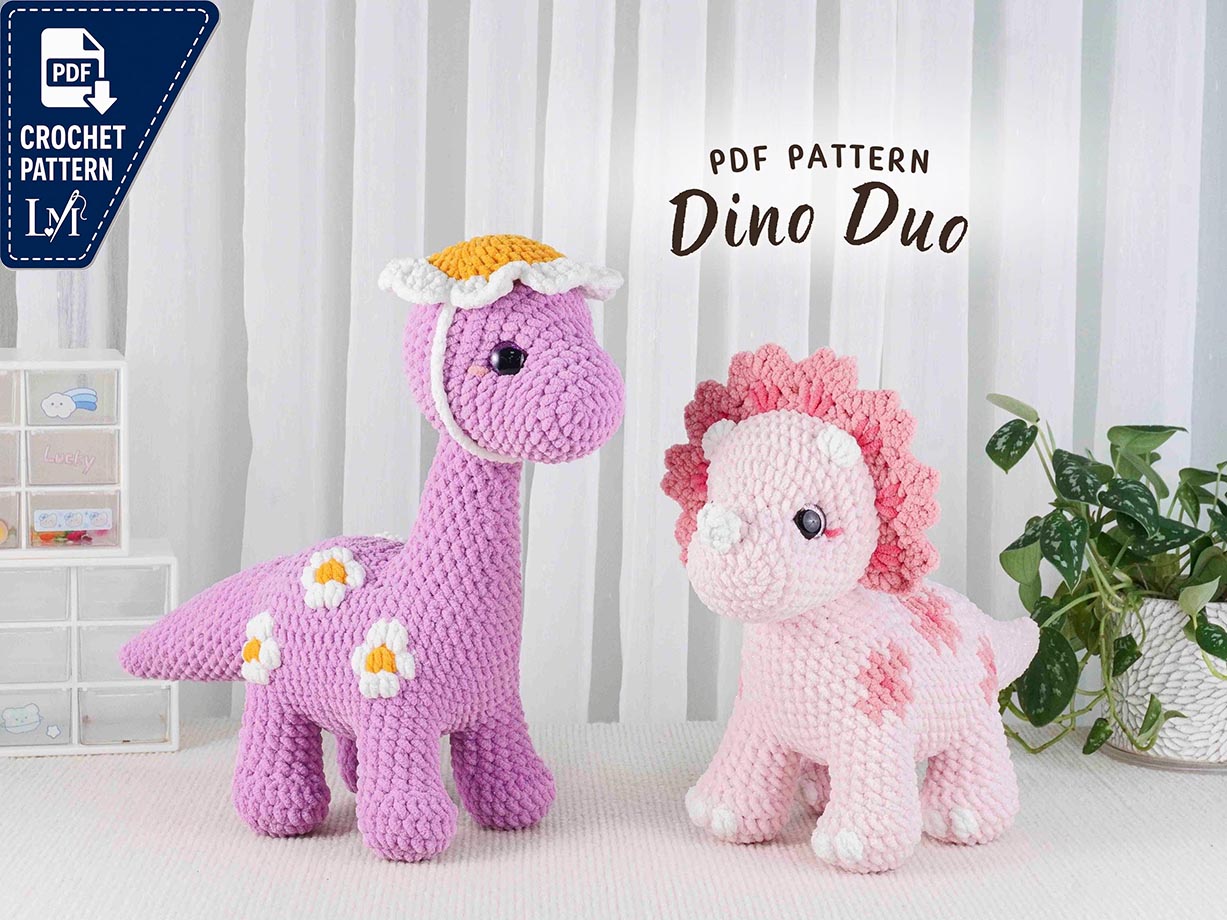 Dino Crochet Patterns Bundle | Dinosaur Pattern, Triceratops Pattern, Amigurumi Crochet Patterns, Cute Dino Plush Toy PDF