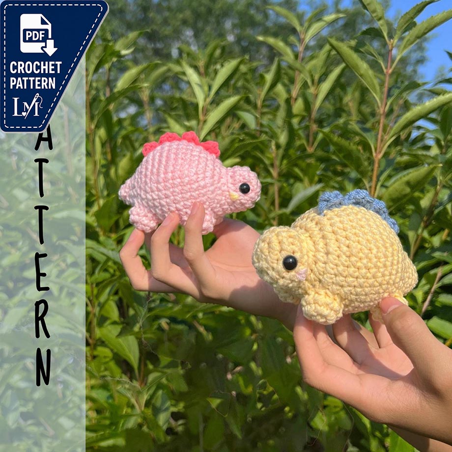 PATTERN: Crochet Mini Chubby Stegosaurus Plushie Pattern