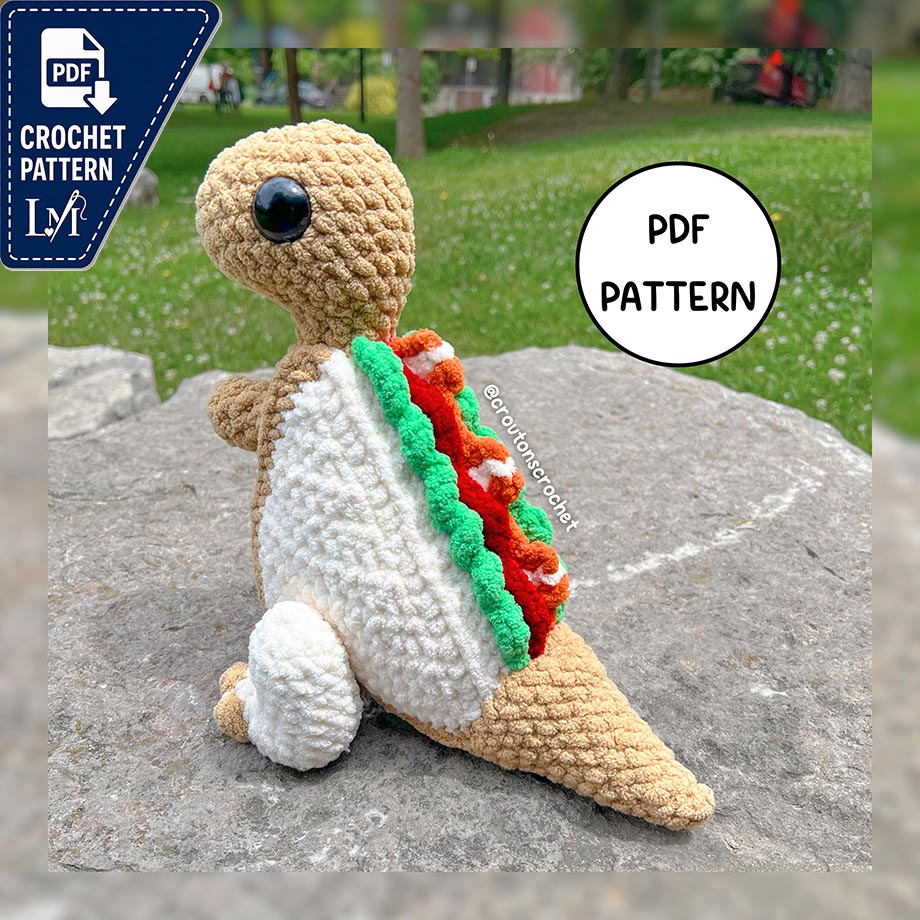 BLT-Rex Crochet Pattern | Tyrannosaurus Rex Sandwich Amigurumi Pattern [Digital PDF File]