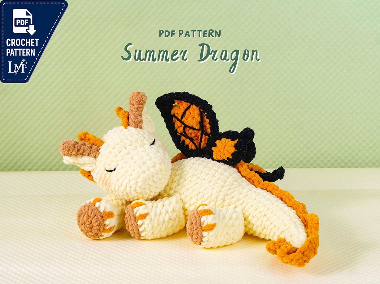 Summer Dragon Crochet Pattern, Amigurumi Dragon PDF Pattern, Fantasy Creature Plushie, Easy Crochet Tutorial, PDF Pattern