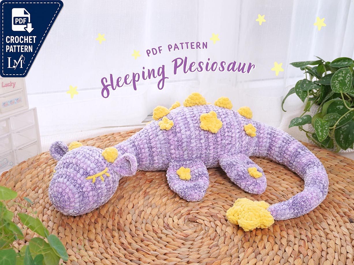 Sleeping Plesiosaur Dragon Crochet Pattern, Amigurumi Crochet Pattern, Dragon Crochet Pattern, Adorable Dragon Crochet Pattern