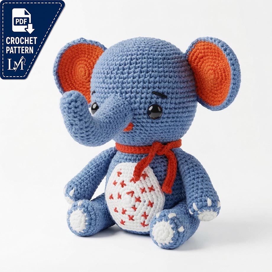 Cute Elephant Crochet Pattern PDF | Amigurumi Elephant Tutorial | DIY Baby Animal Toy | US Terms | Sen Toys Amigurumi Pattern