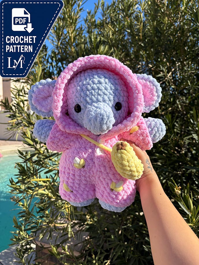 Elephant in Pajamas Crochet Pattern for Cozy Amigurumi Projects 2