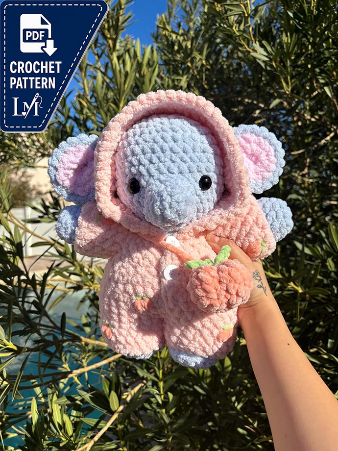 Elephant in Pajamas Crochet Pattern for Cozy Amigurumi Projects 4