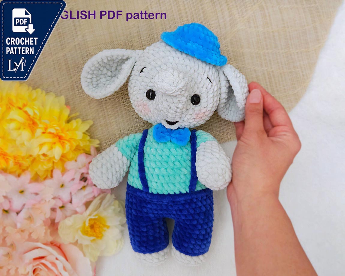 DIY Crochet PATTERN elephant PDF, Crochet elephant amigurumi pattern, Amigurumi elephant, Cute animals pattern, Easy crochet pattern