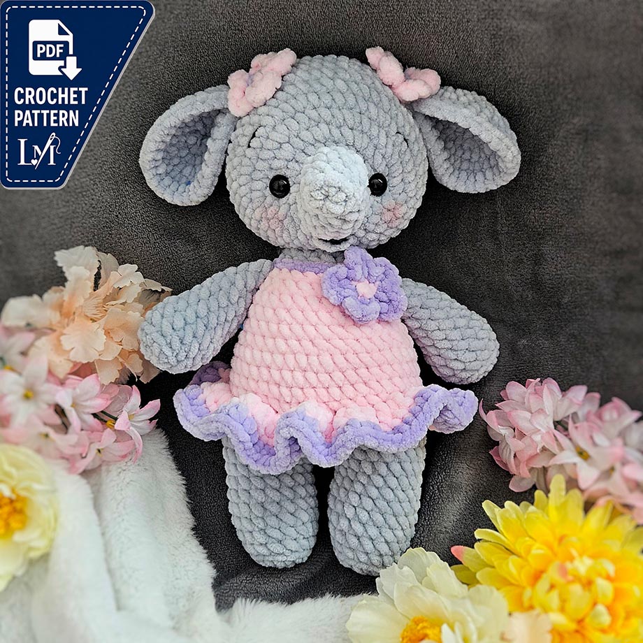 Dress Elephant Crochet Pattern for Stylish Amigurumi Animals 3