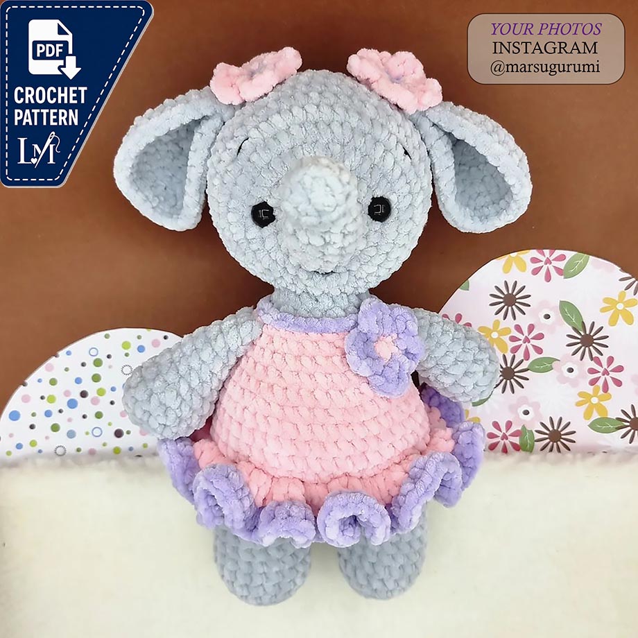 Dress Elephant Crochet Pattern for Stylish Amigurumi Animals 5