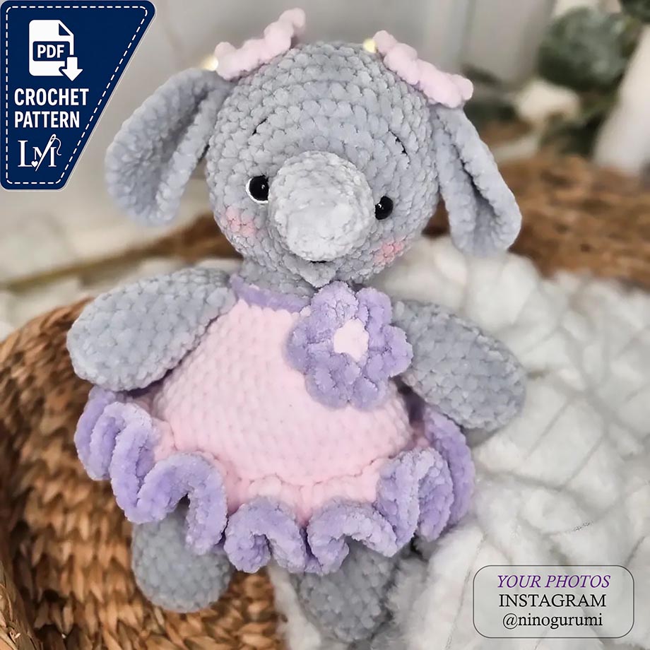 Dress Elephant Crochet Pattern for Stylish Amigurumi Animals 7