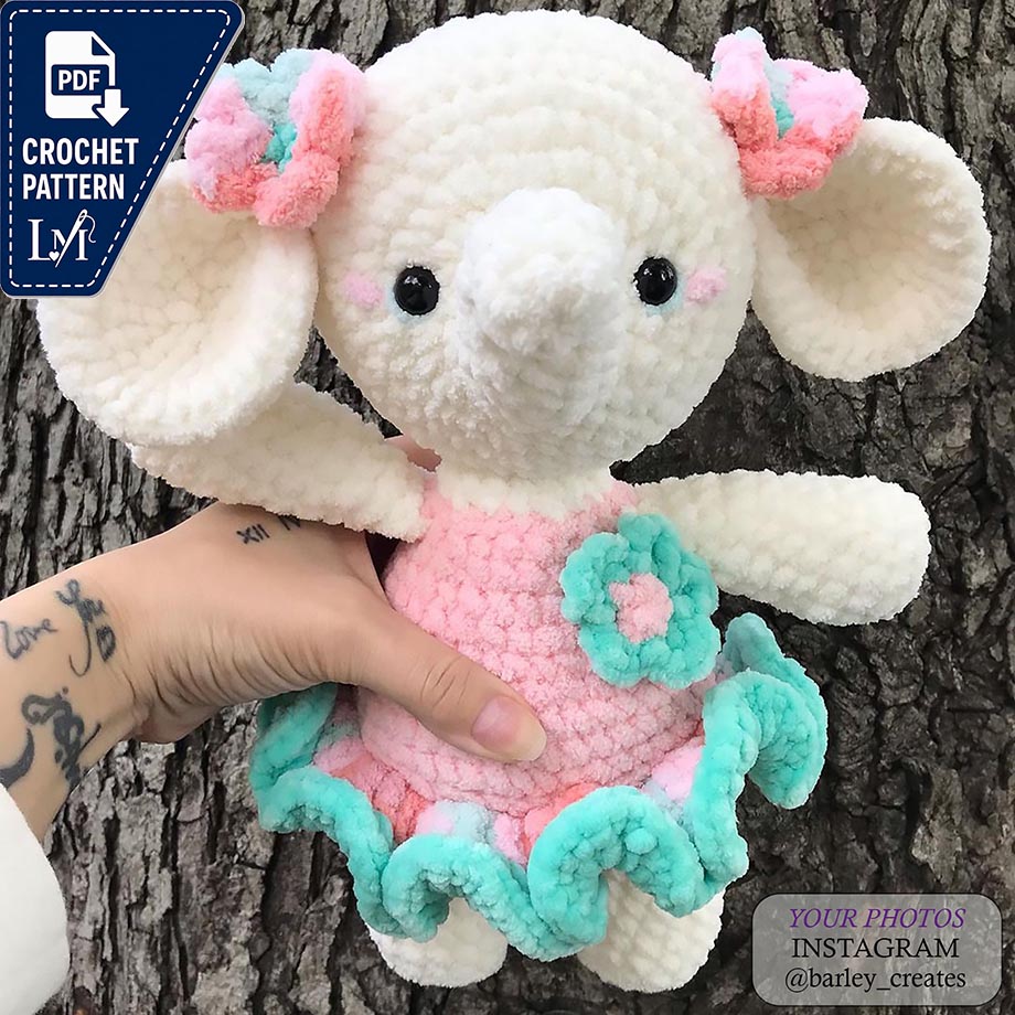 Dress Elephant Crochet Pattern for Stylish Amigurumi Animals 8
