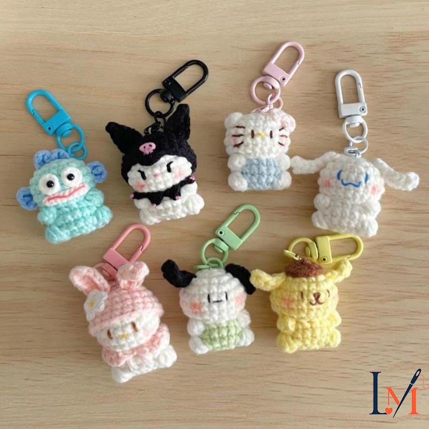 Crochet Animal Phone Charm, Mini Animal Keychain, Handmade Sanrio Amigurumi Hello Kitty Kuromi, Cute Bag Accessory Gift, Gift For Her