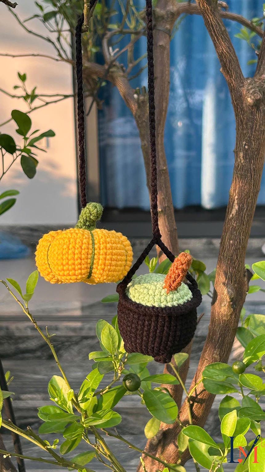 Crochet Ghost and Pumpkin Car Hanger Handmade for Halloween 5