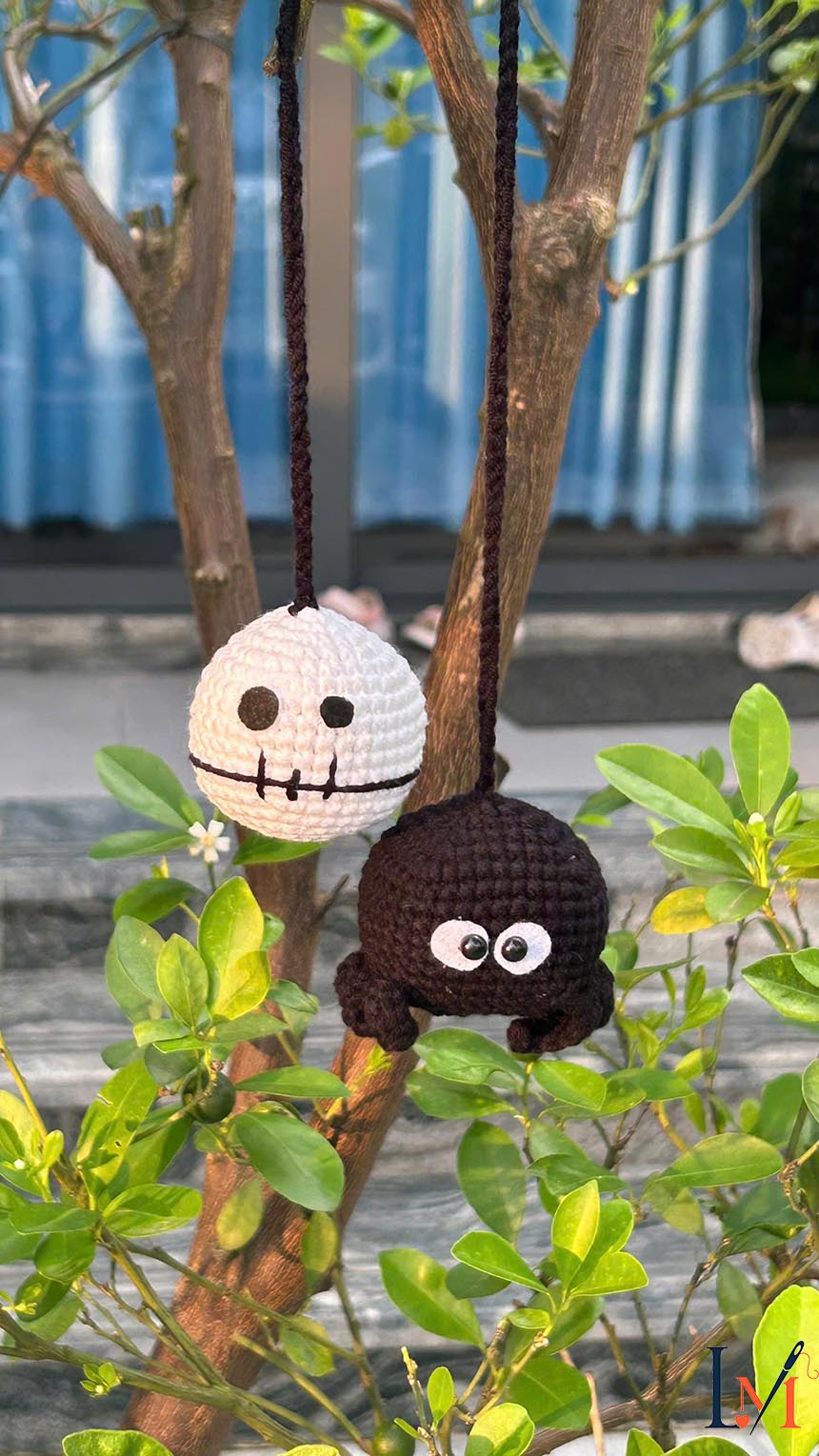 Crochet Ghost and Pumpkin Car Hanger Handmade for Halloween 7