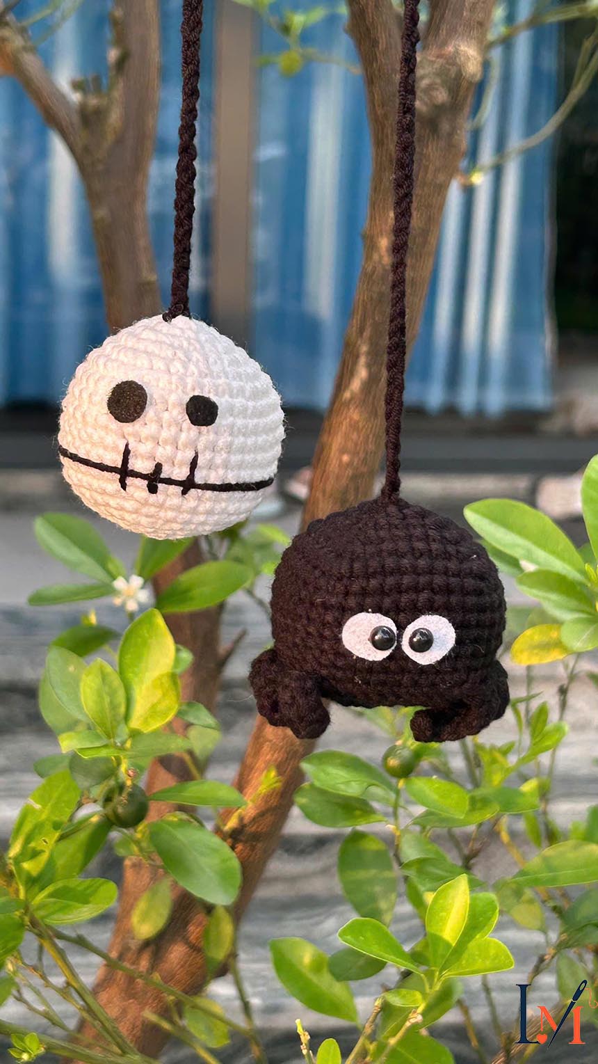 Crochet Ghost and Pumpkin Car Hanger Handmade for Halloween 8
