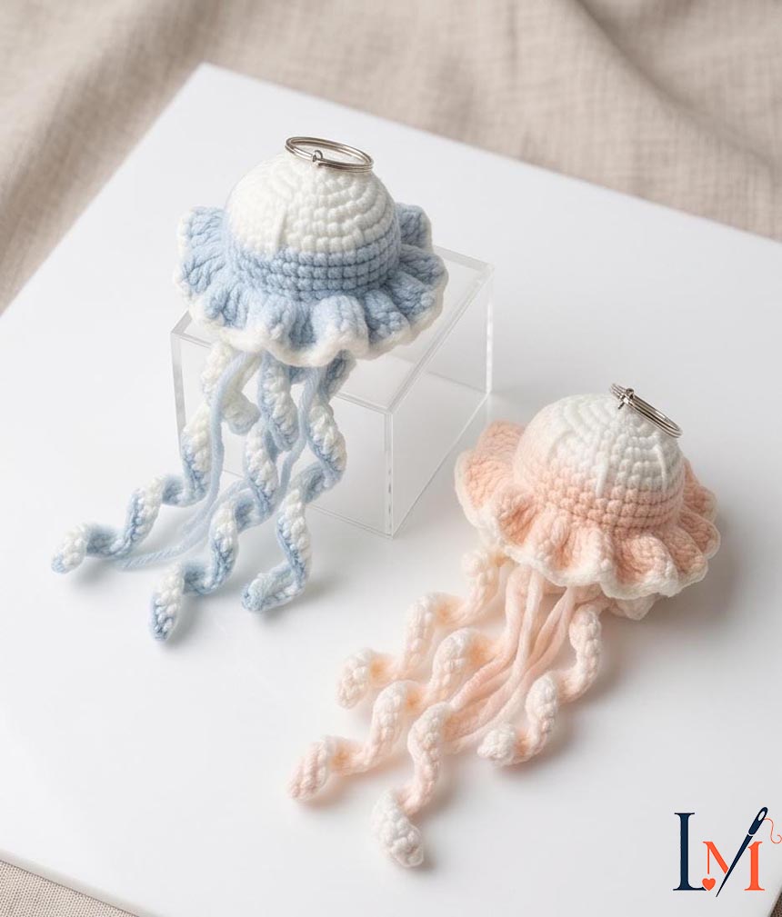Crochet Jellyfish Car Hanger Handmade Decor for Every Drive 1