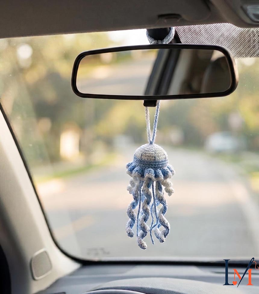 Crochet Jellyfish Car Hanger Handmade Decor for Every Drive