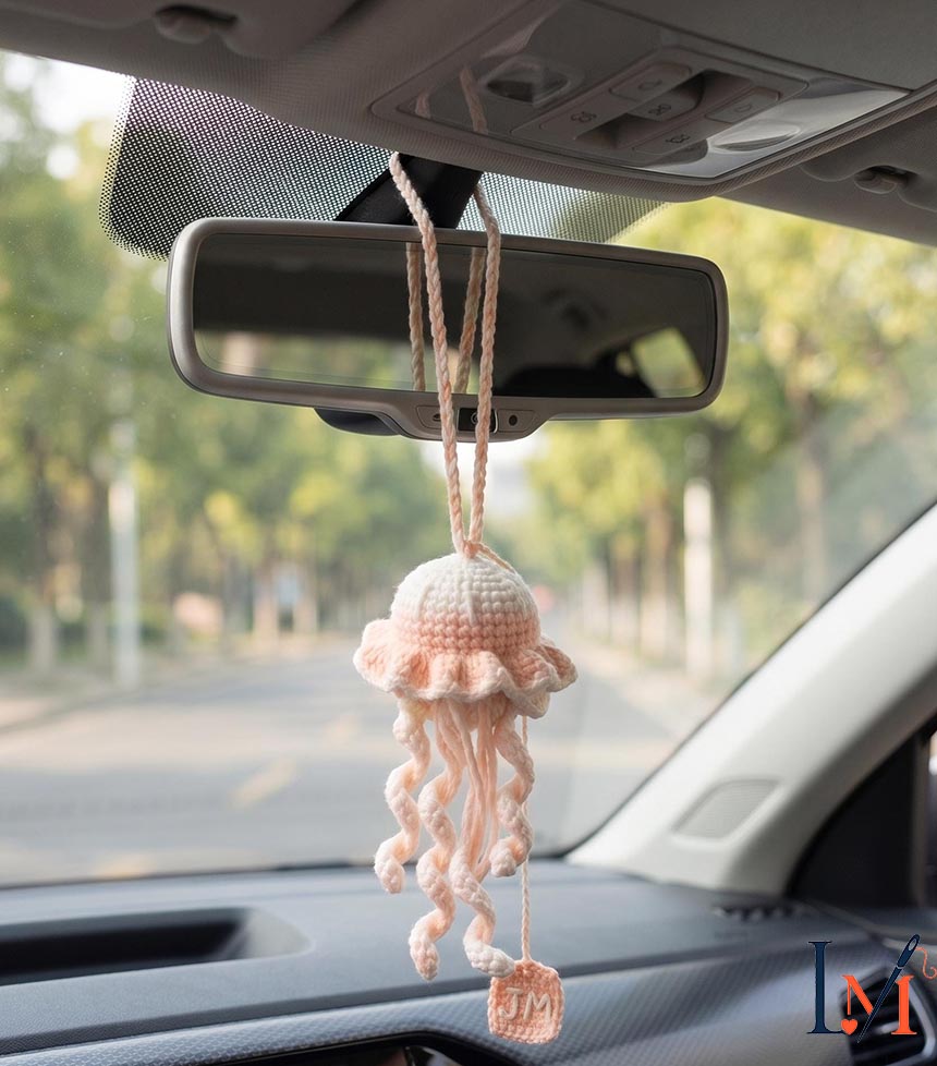 Crochet Jellyfish Car Hanger Handmade Decor for Every Drive 4