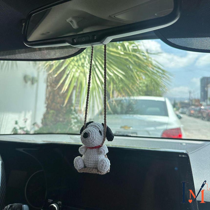 Crochet Snoopy Car Hanger Handmade for Car Decor and Gifts 2