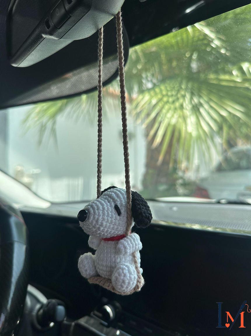 Crochet Snoopy Car Hanger Handmade for Car Decor and Gifts 3