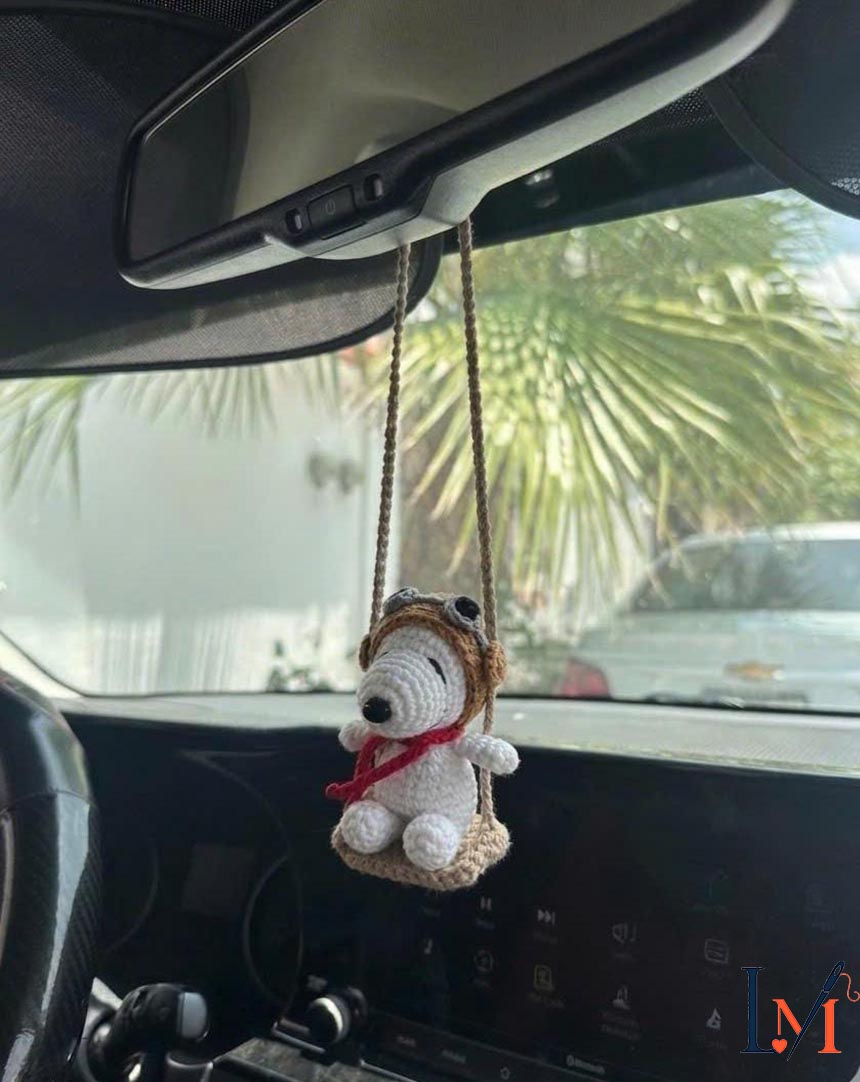 Crochet Snoopy Car Hanger Handmade for Car Decor and Gifts 5