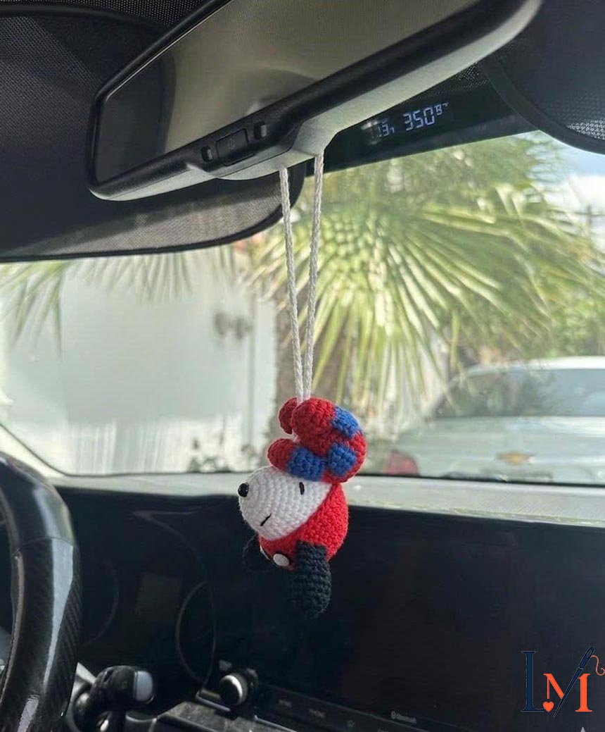 Crochet Snoopy Car Hanger Handmade for Car Decor and Gifts 7