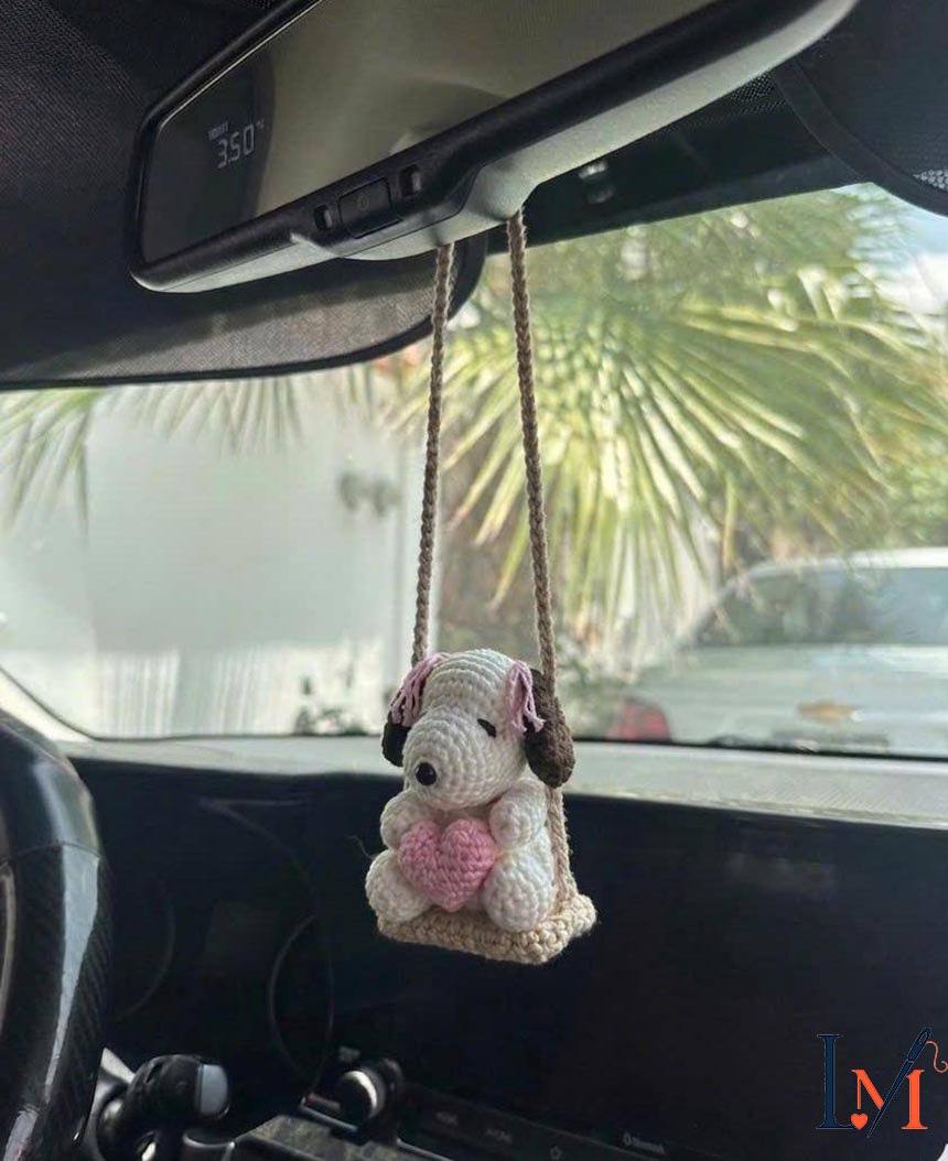 Crochet Snoopy Car Hanger Handmade for Car Decor and Gifts 9