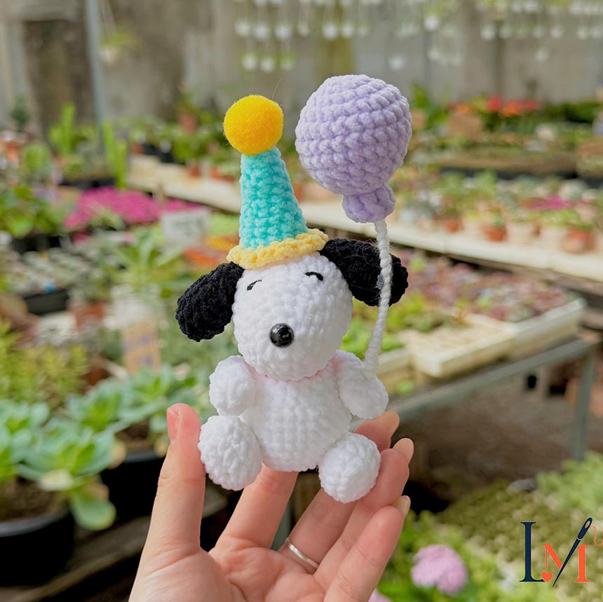 Crochet Snoop inspired Plush: Handmade Amigurumi Dog - Flying Ace, Keychain, Bag Charm