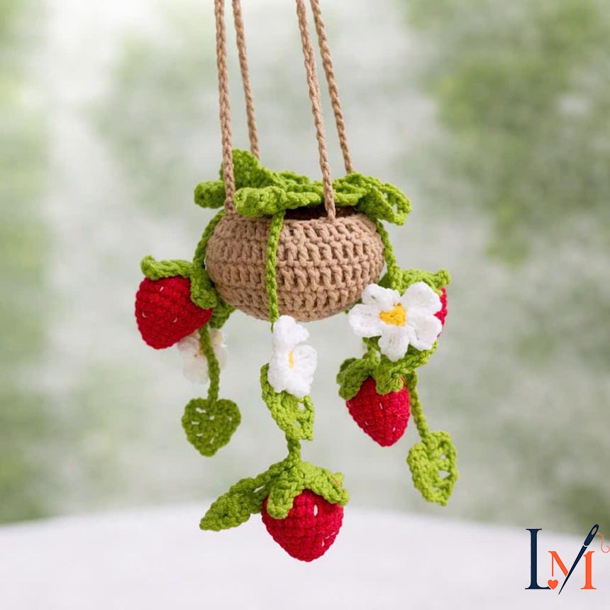 Strawberry Crochet Car Hanger Handmade for Gift and Car Decor 4