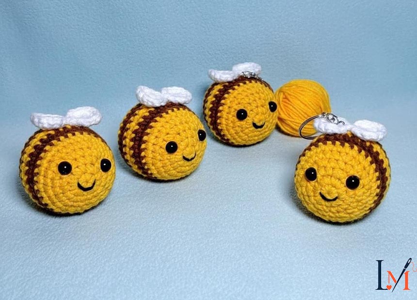Crochet Bee Keychain Handmade Gifts for Everyday Accessories 4
