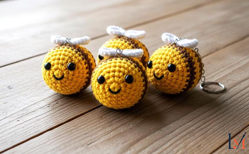 Crochet Bee Keychain Handmade Gifts for Everyday Accessories 6